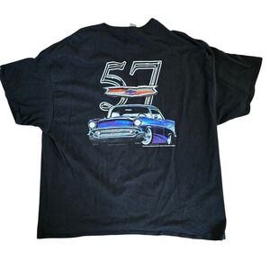 57 Chevrolet Car T Shirt Mens 3XL Black Graphic Tee Classic Automotive Grunge‎
